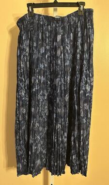 Vintage Napa Valley Blue Maxi Skirt Plus 20 Elastic Floral Cottage Boho Garden